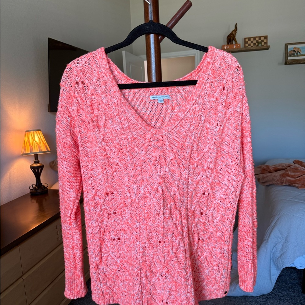 American Eagle Pink Knit Sweater - L